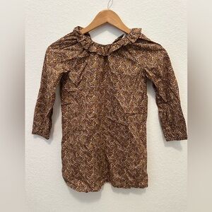 H&M Brown Floral Ruffle Collar Casual Dress